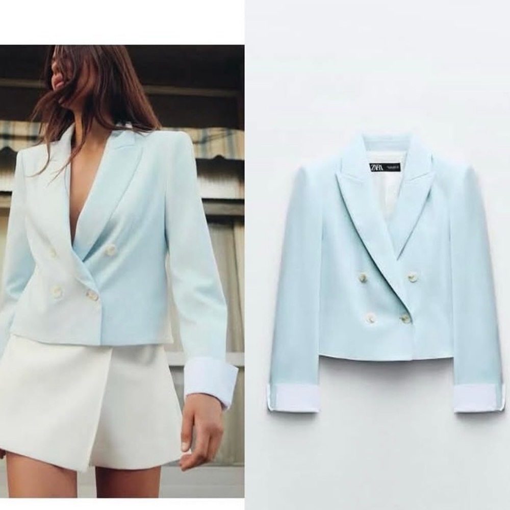 Zara Blue Contrast Blazer Size Small